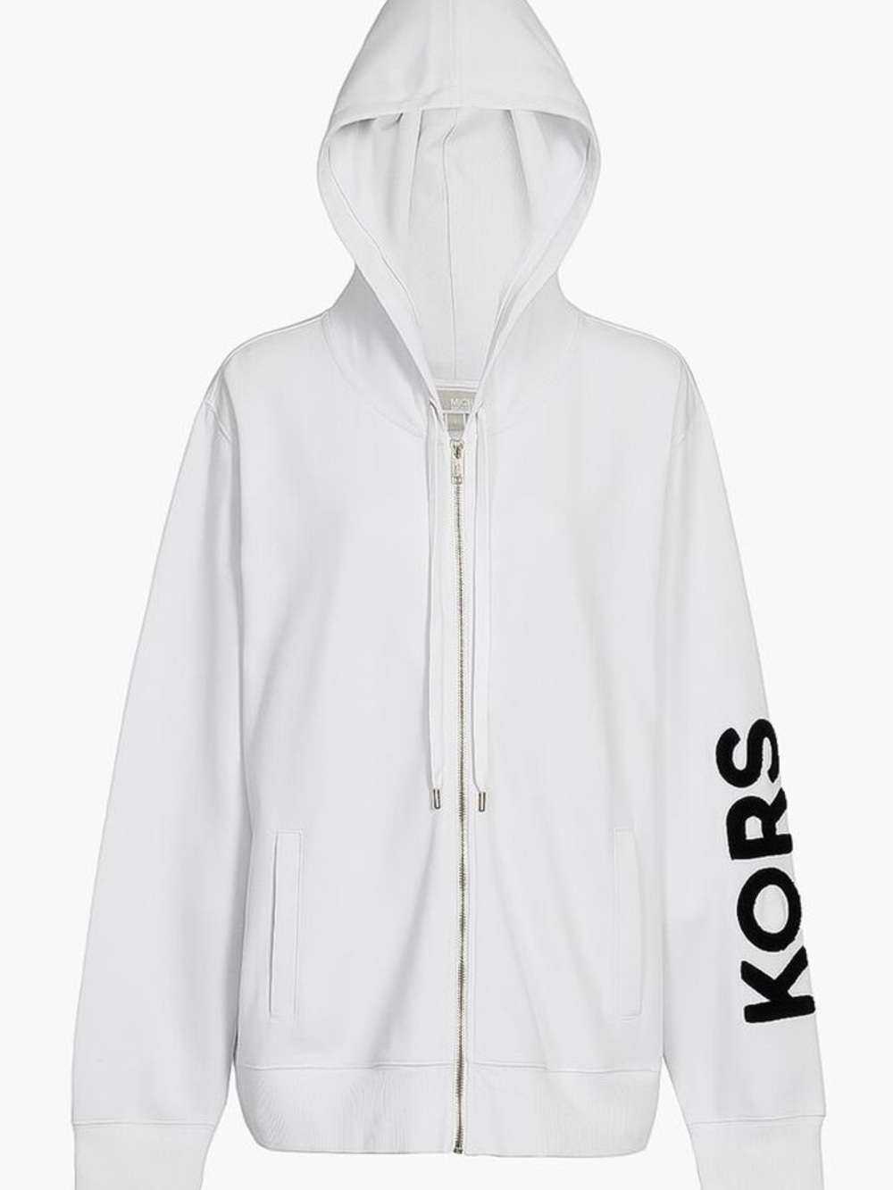 Michael Kors White Hoodie with Black KORS Sleeve Print